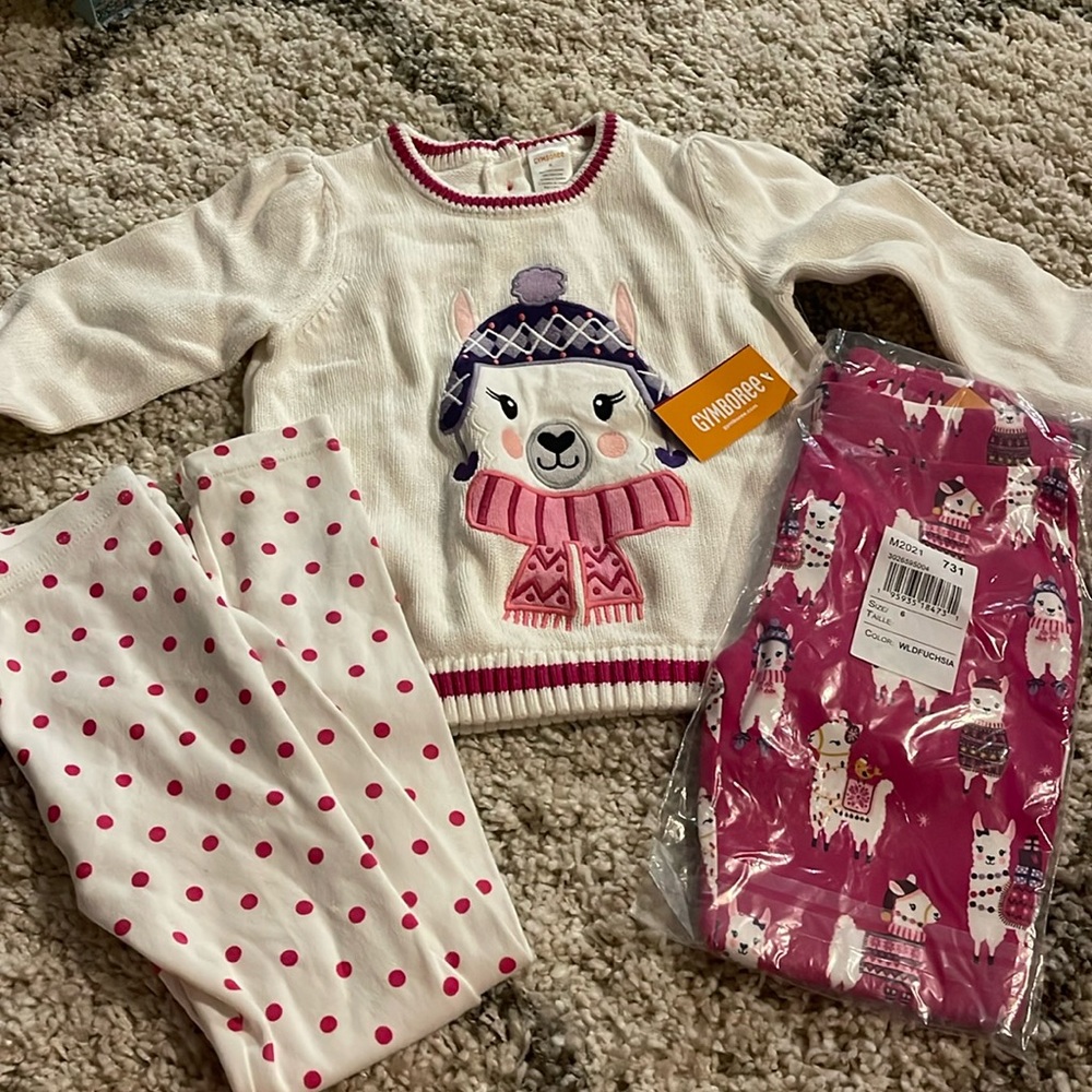 Gymboree little llamas sweater and leggings size 6
